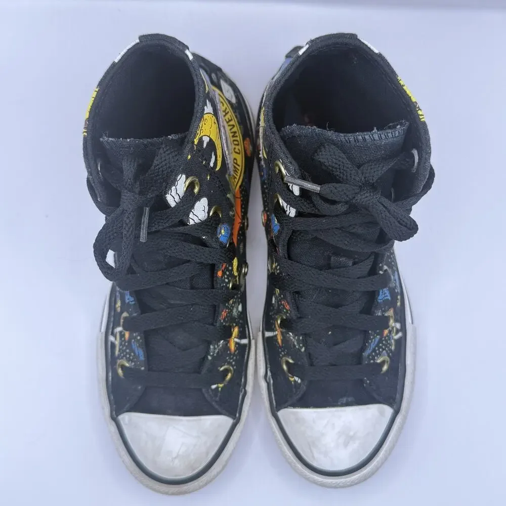 Camp Converse Kids Size 1.5 All Star Hi Tops Black Canvas Sneakers Lace Up Shoes